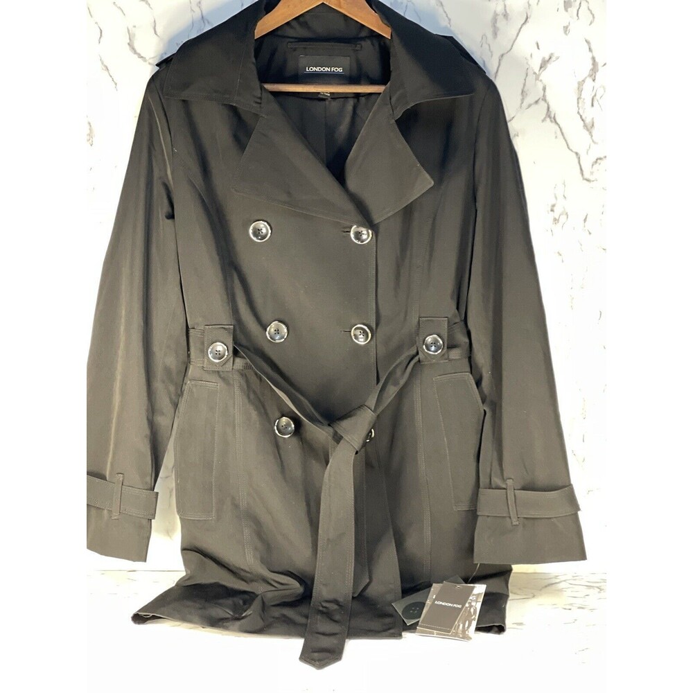 NWT London Fog Women’s Black Trench Coat 35”